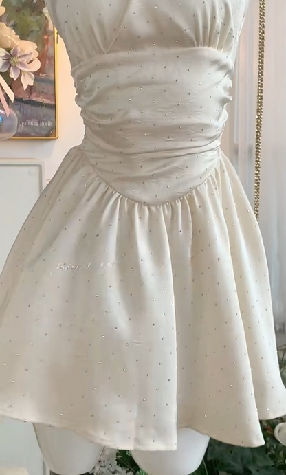 Gorgeous Apricot Halter A-Line Satin Short Party Dresses  Sweet 16 Birthday Dress RF0884