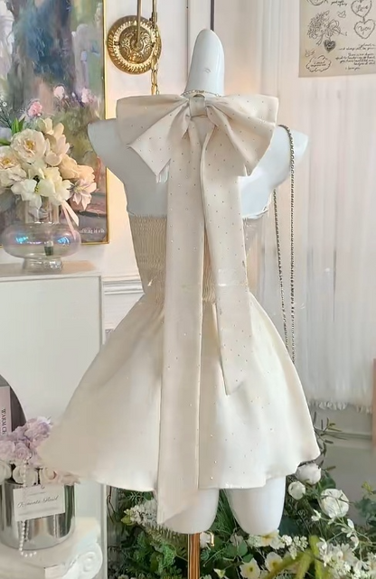 Gorgeous Apricot Halter A-Line Satin Short Party Dresses  Sweet 16 Birthday Dress RF0884
