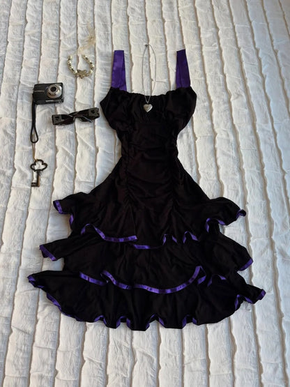 Gorgeous Black Square Neck A-Line Short Retro Prom Dresses Party Dress RF0900