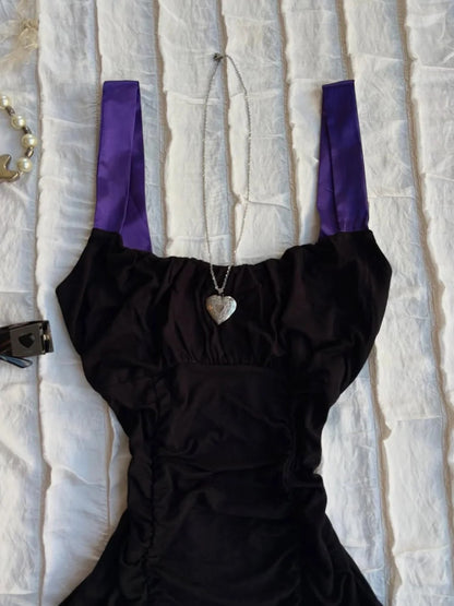Gorgeous Black Square Neck A-Line Short Retro Prom Dresses Party Dress RF0900