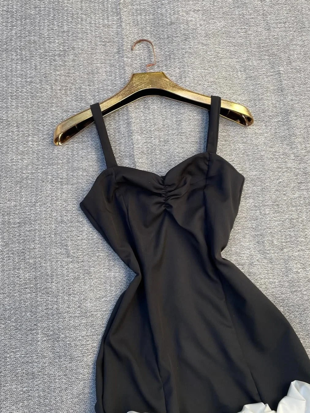 Fashion Black Spaghetti Strap Sheath Satin Short Simple Evening Dress RF0929
