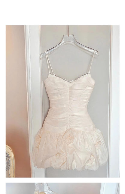 Elegant White Spaghetti Straps A-Line Short Homecoming Dress Fashion Party Outfit RF0931