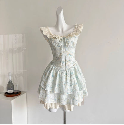 Stunning Light Blue Square Neck A-Line Embroidered Applique Sweet 16 Dress RF0937