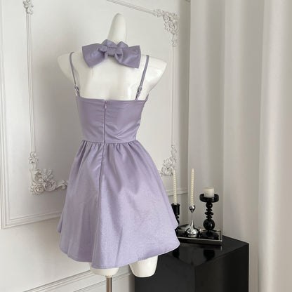 Gorgeous Lavender Spaghetti Straps A-Line Satin Short Prom Dresses Sweet 16 Dress RF0939