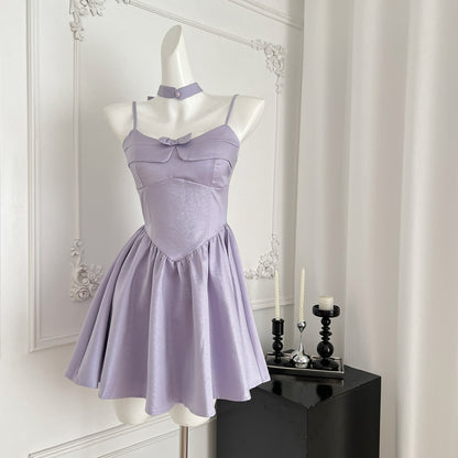 Gorgeous Lavender Spaghetti Straps A-Line Satin Short Prom Dresses Sweet 16 Dress RF0939