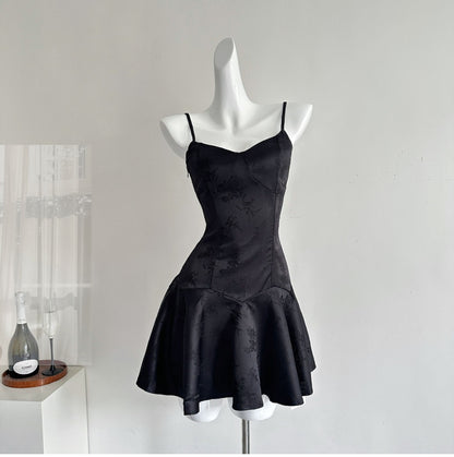 Fashion Pink Spaghetti Strap A-Line Satin Short Pool Party Dress Sweet Birthday Dress RF0942