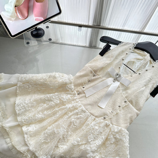 Sweet Apricot Halter Neck A-Line Lace Short Birthday Dress, Fashionable Homecoming Dress RF0964
