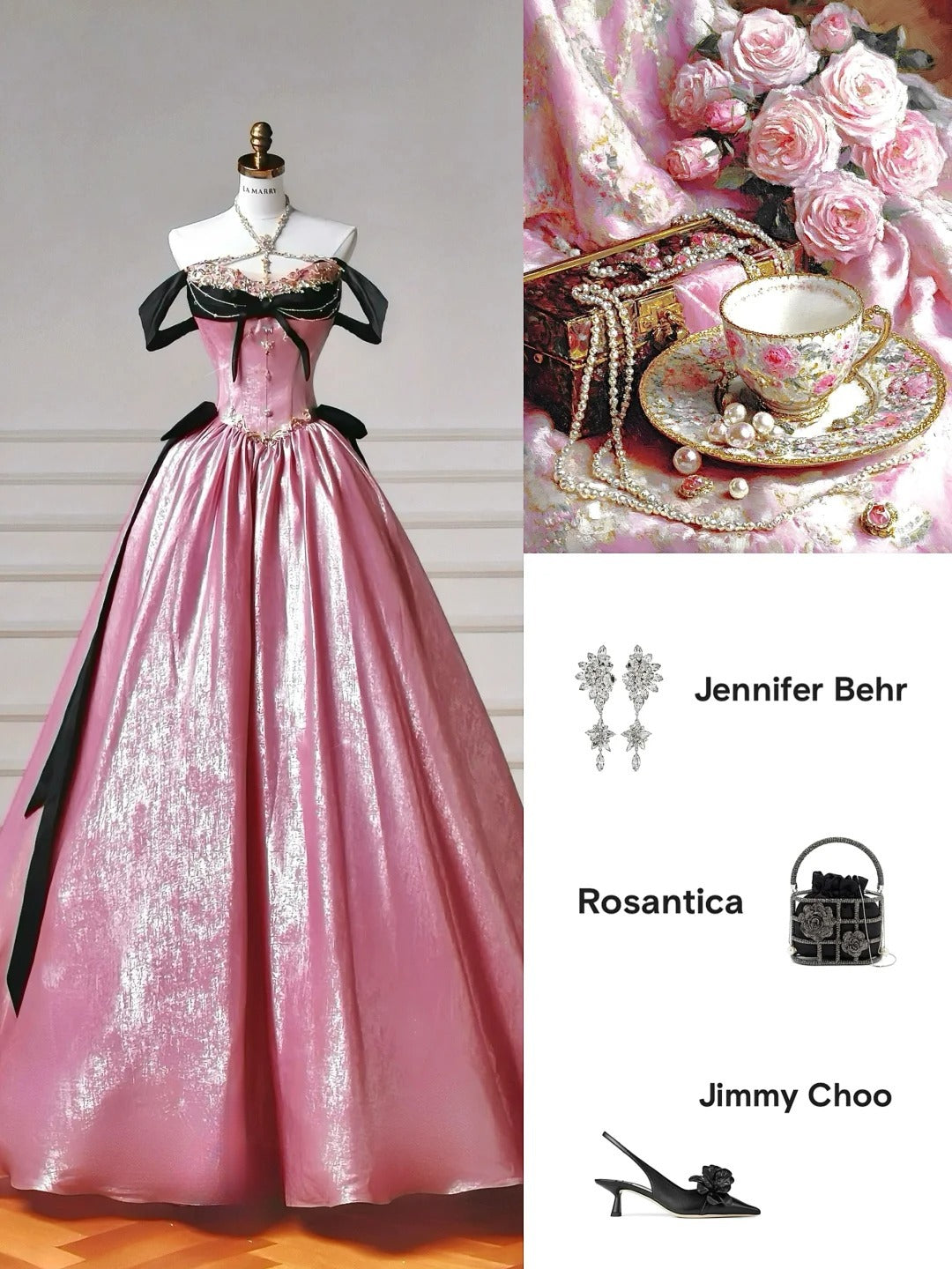 Fairytale Pink V-neck A-Line Satin Long Prom Dresses Sweet Wedding DressRF0969