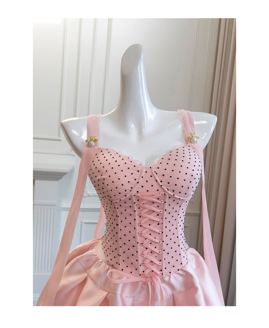 Stunning Pink Satin Spaghetti Strap Corset Short Party Dress Sweet 16 Dress RF0984