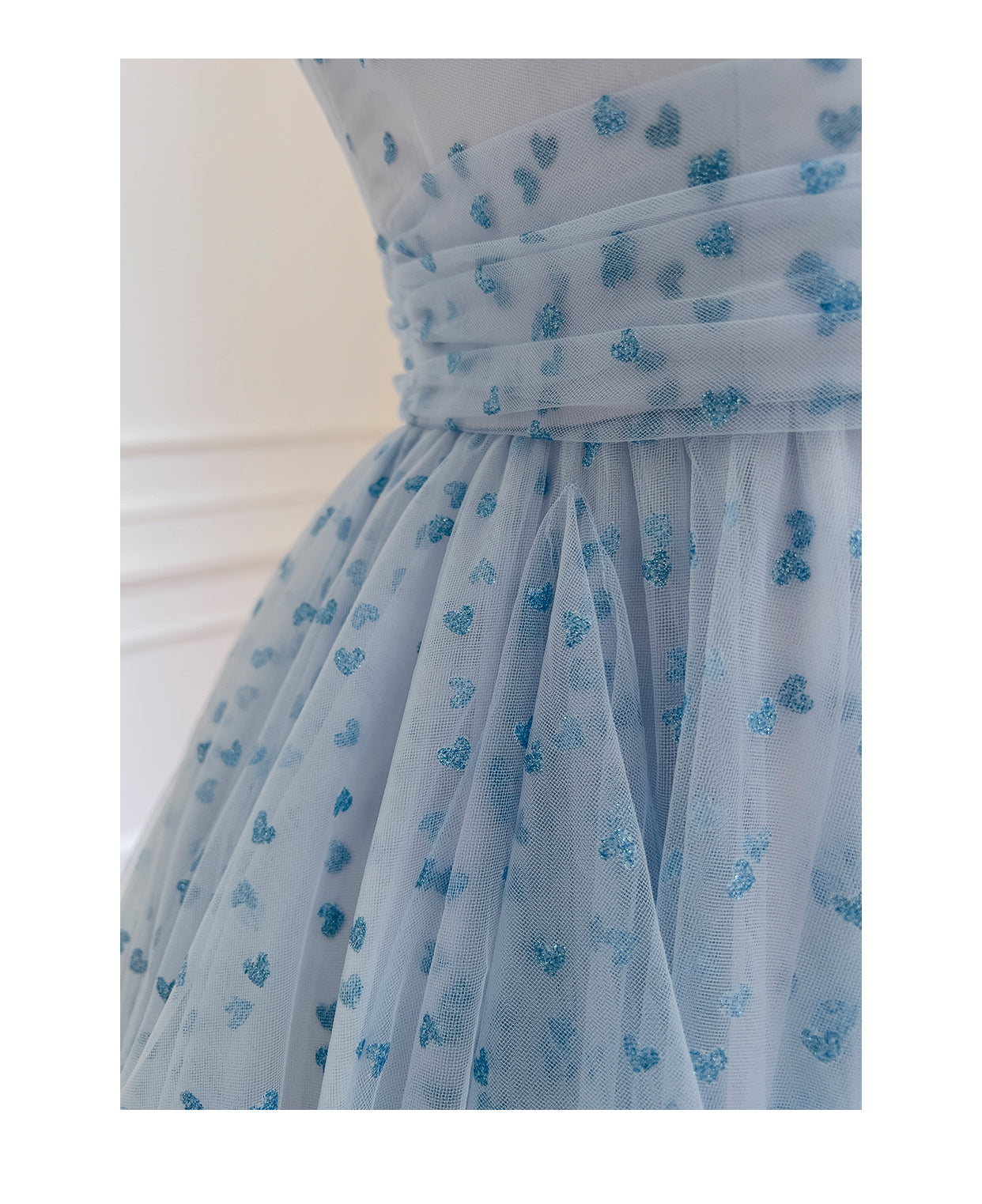 Sky Blue Spaghetti Strap A-Line Tulle Long Prom Dresses, Sweet 16 Dress RF0994