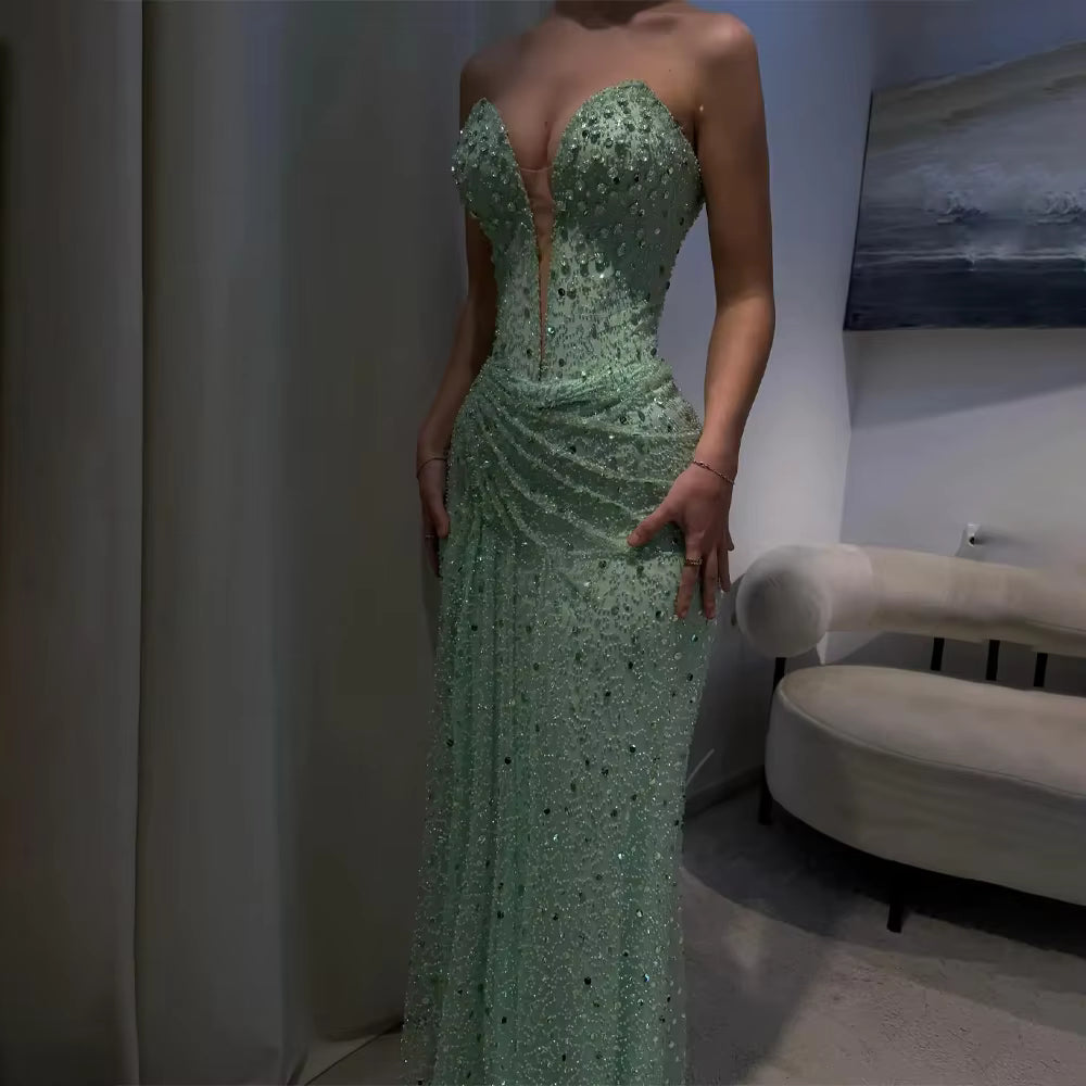 Sexy Mermaid Sweetheart Mint Green Prom Dresses Long Party Dress 22th Birthday Outfits Graduation Dress RB957