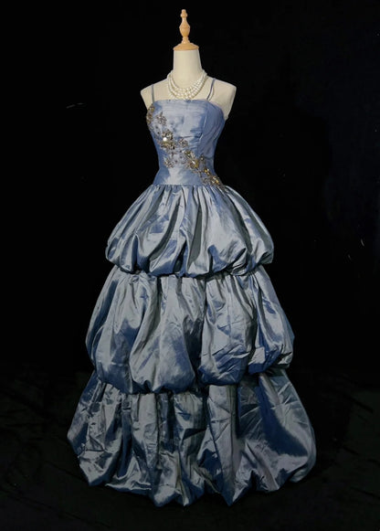 Beautiful Prom Dresses Inspo Ball Gown Spaghetti Strap Grey Satin With Lace Long For Women Formal Dress N3202