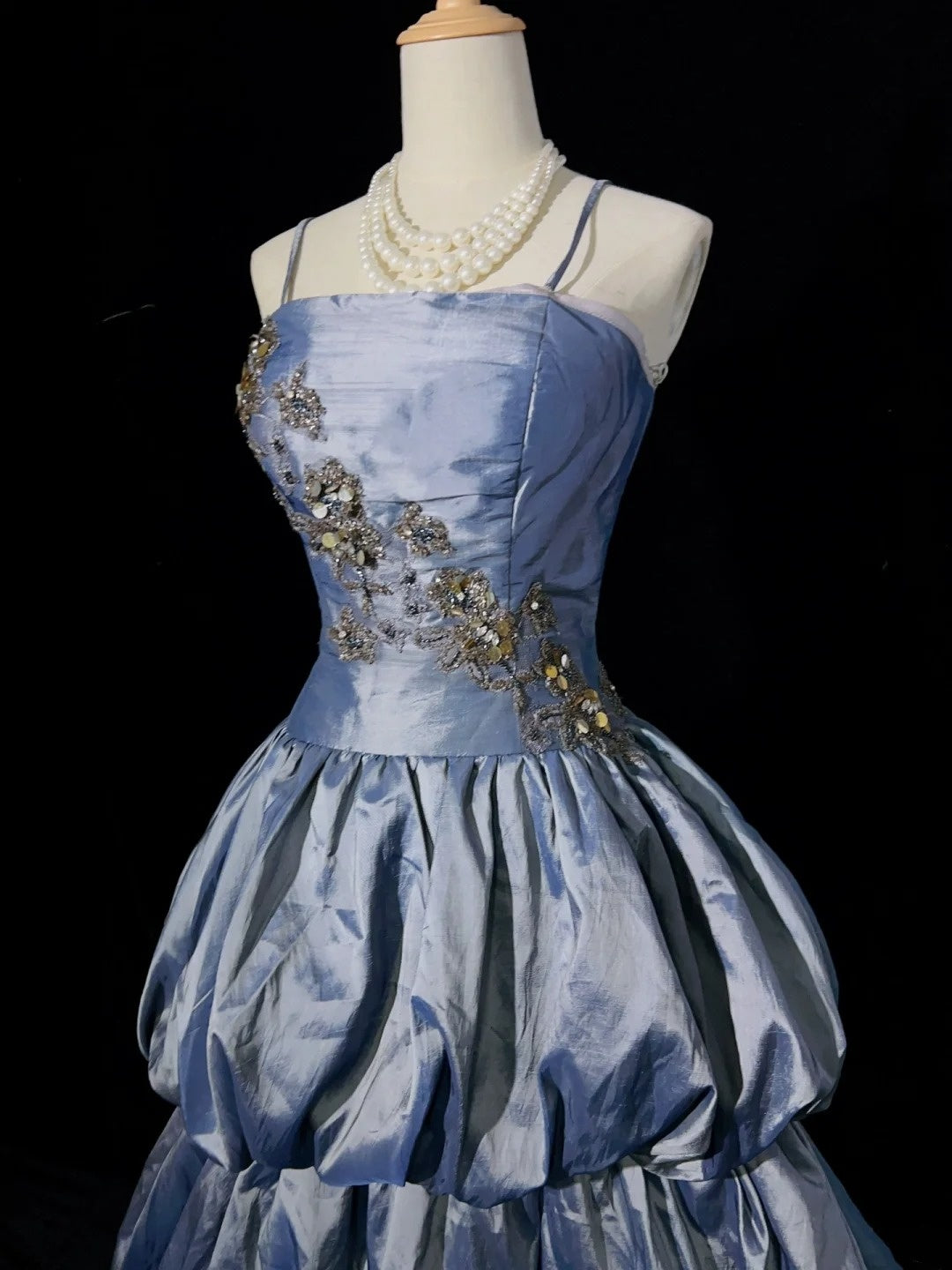 Beautiful Prom Dresses Inspo Ball Gown Spaghetti Strap Grey Satin With Lace Long For Women Formal Dress N3202