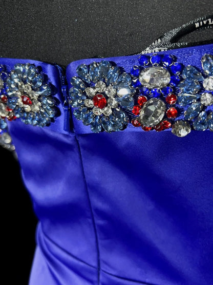 Vintage Prom Dresses Inspo Mermaid Off The Shoulder Royal Blue Satin With Beading For Women Formal Dress N3212