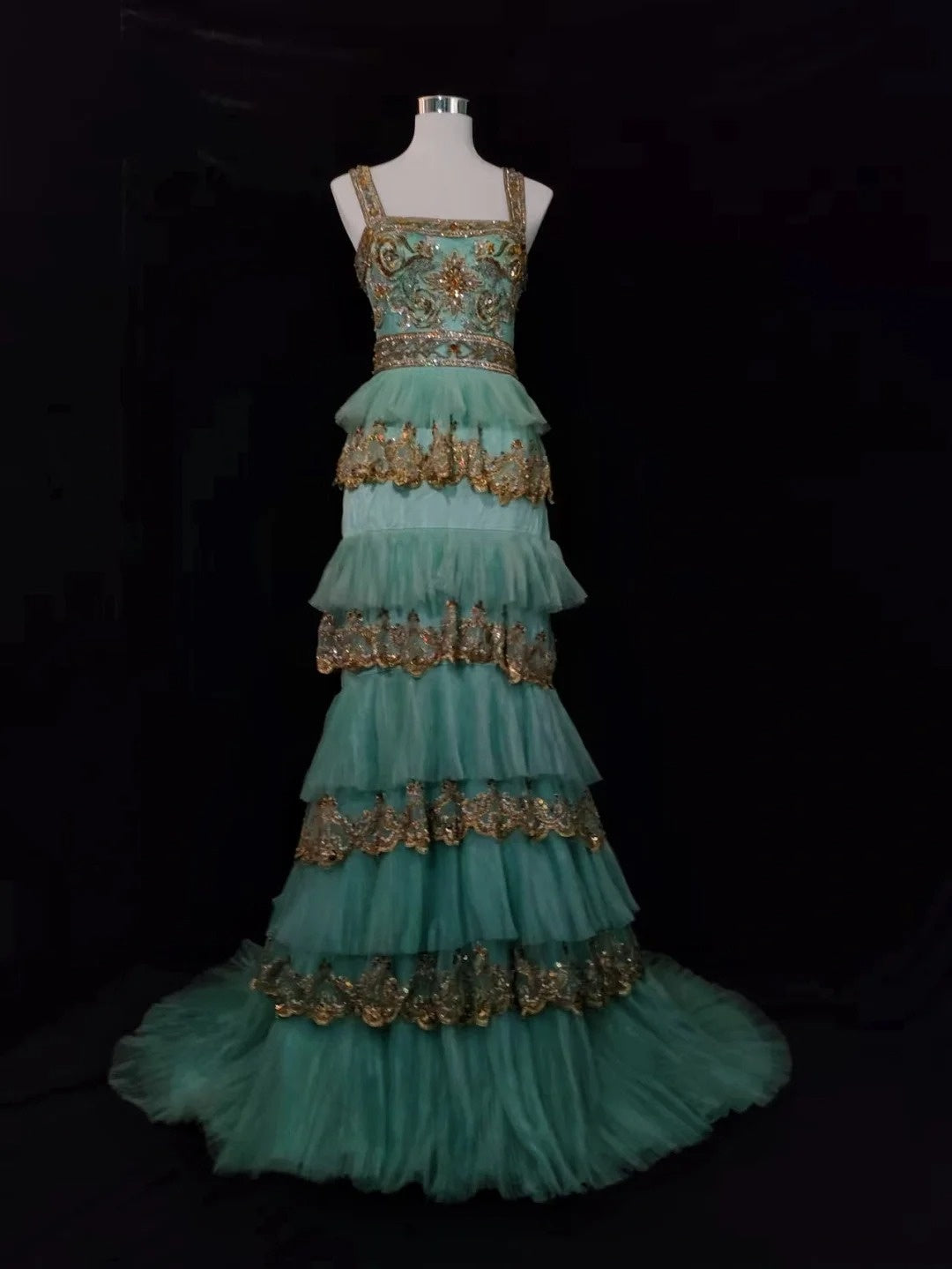 Vintage Prom Dresses Inspo A Line Strapless Green Tulle With Beading Appliqued For Women Formal Dress N3210