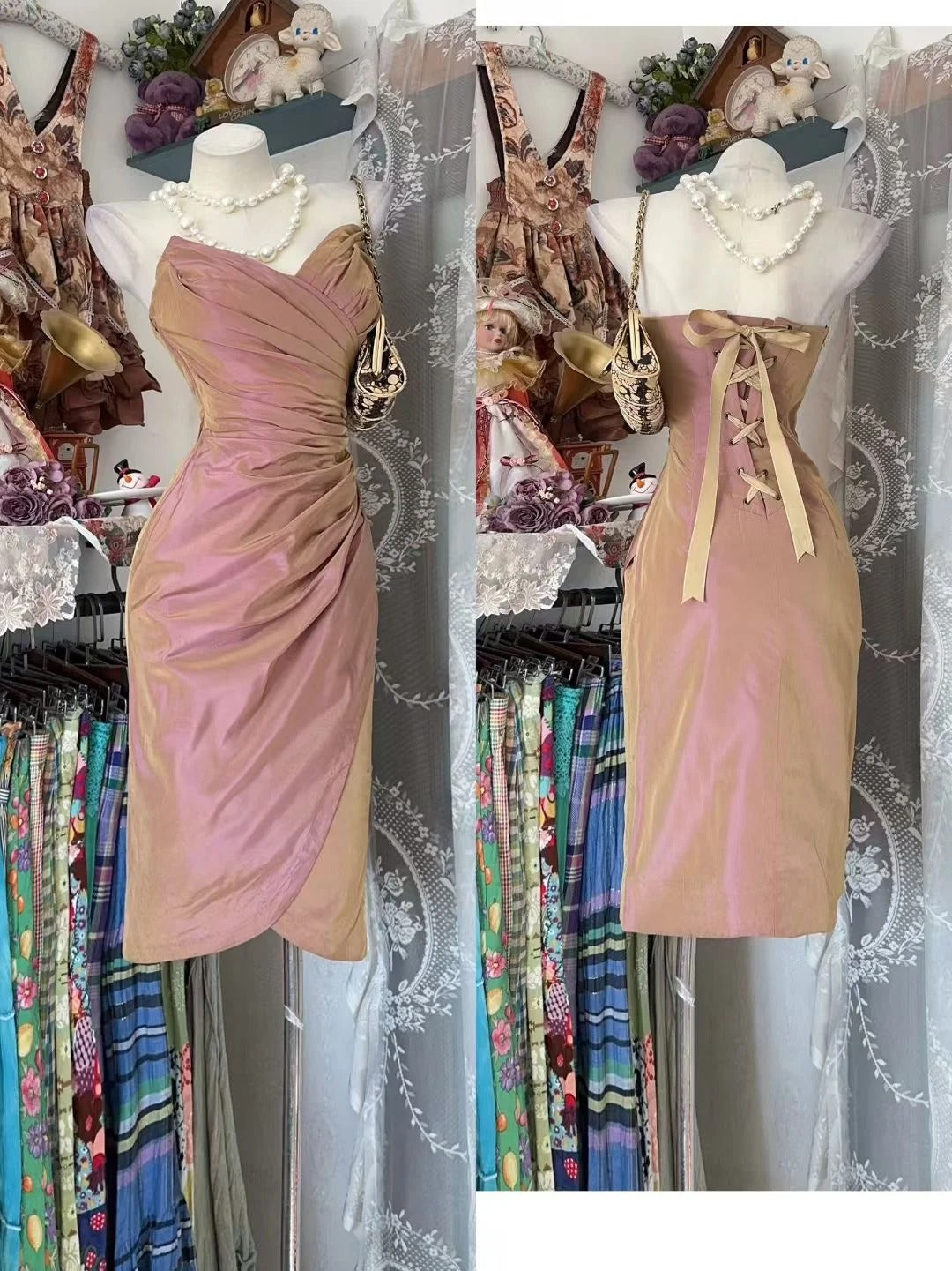 Cute Sheath Sweetheart Pink Satin Knee Length 16th Birthday Gown Homecoming Outfits N3590