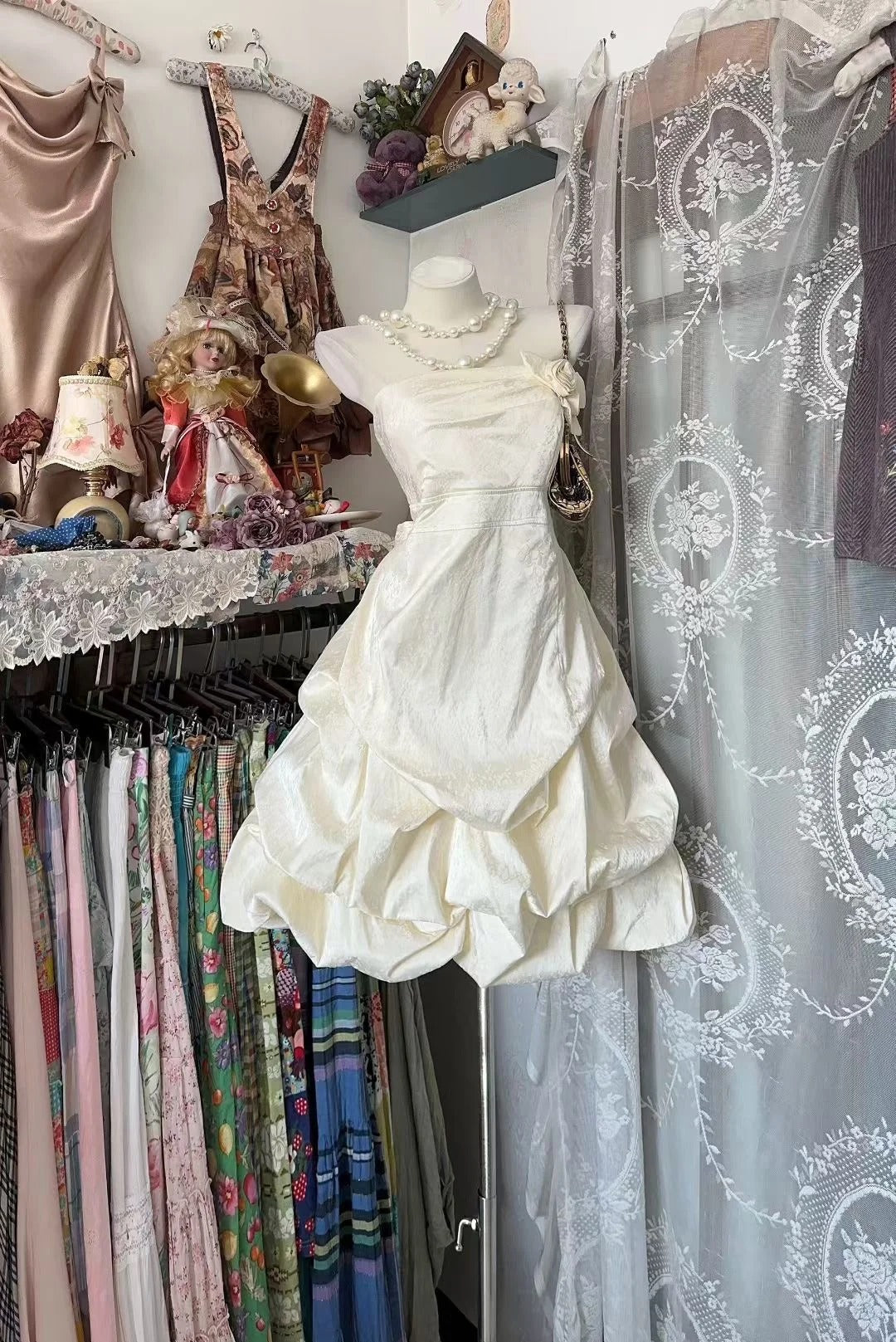 Cute Ball Gown Strapless Short White 16th Birthday Gown Homecoming Outfits N3591