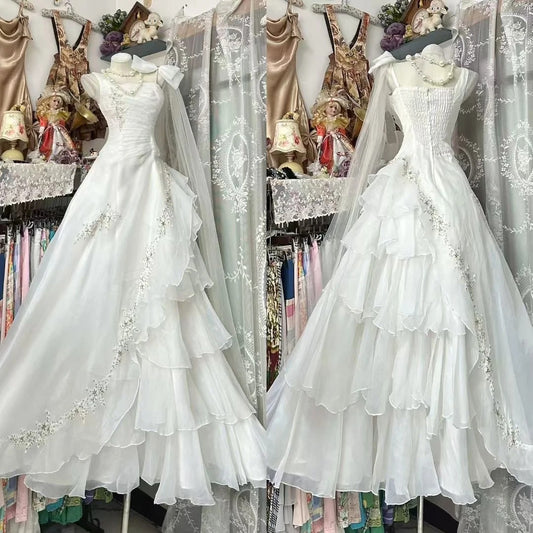 Vintage Prom Dresses Aesthetic A Line White Chiffon Long Inspo Formal Party Gowns N1965