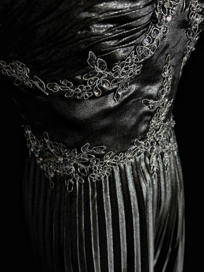 Beautiful Prom Dresses Inspo A line Spaghetti Strap Grey Satin With Lace tea Length For Women Formal Dress N3204