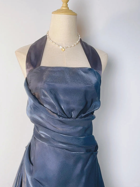 Vintage A line Halter 9th Grade 80s Navy Blue Short Senior Inspo Birthday 16th Party Outfits Homecoming Dresses RB3247