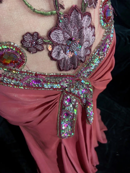 Trendy Prom Dresses Inspiration Mermaid Halter Pink Chiffon Gala With Beading Formal Gowns N3207