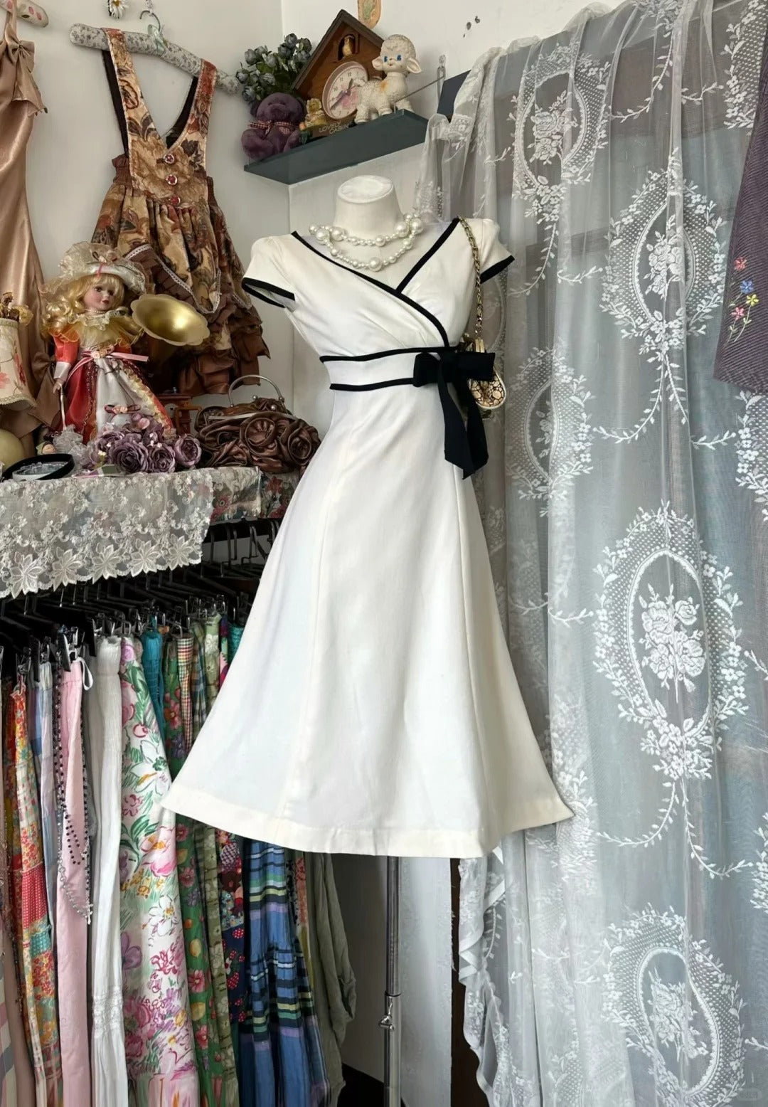 Prom Dress Mermaid V Neck White Simple Short Sleeves Evening Gown for Teens RB9809