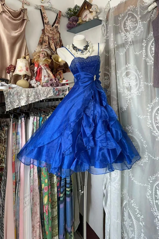 Cute Ball Gown Spaghetti Strap Royal Blue 16th Birthday Gown Homecoming Outfits N3600