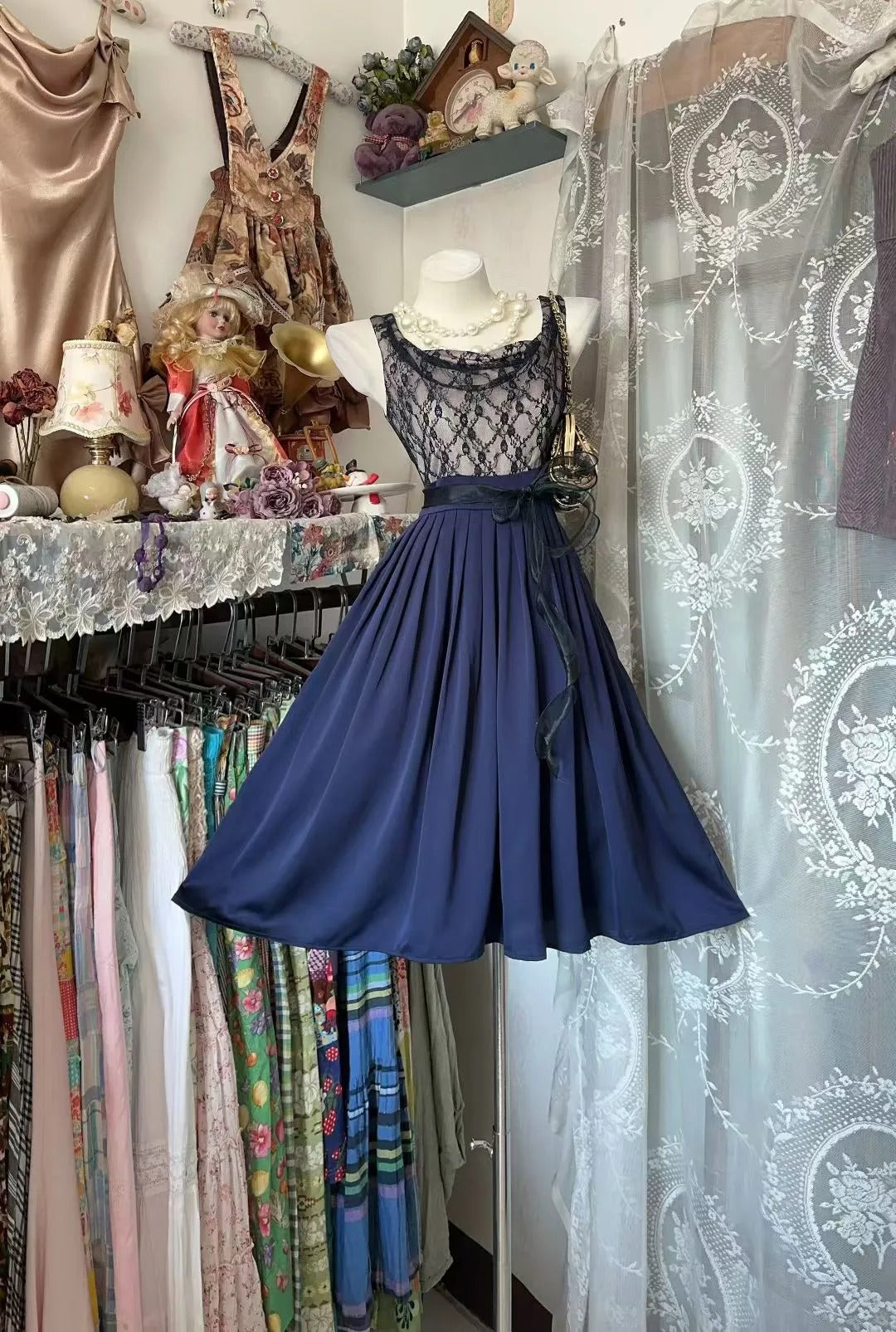 Cute Ball Gown Navy Blue Short Mini 16th Birthday Gown Homecoming Outfits N3602