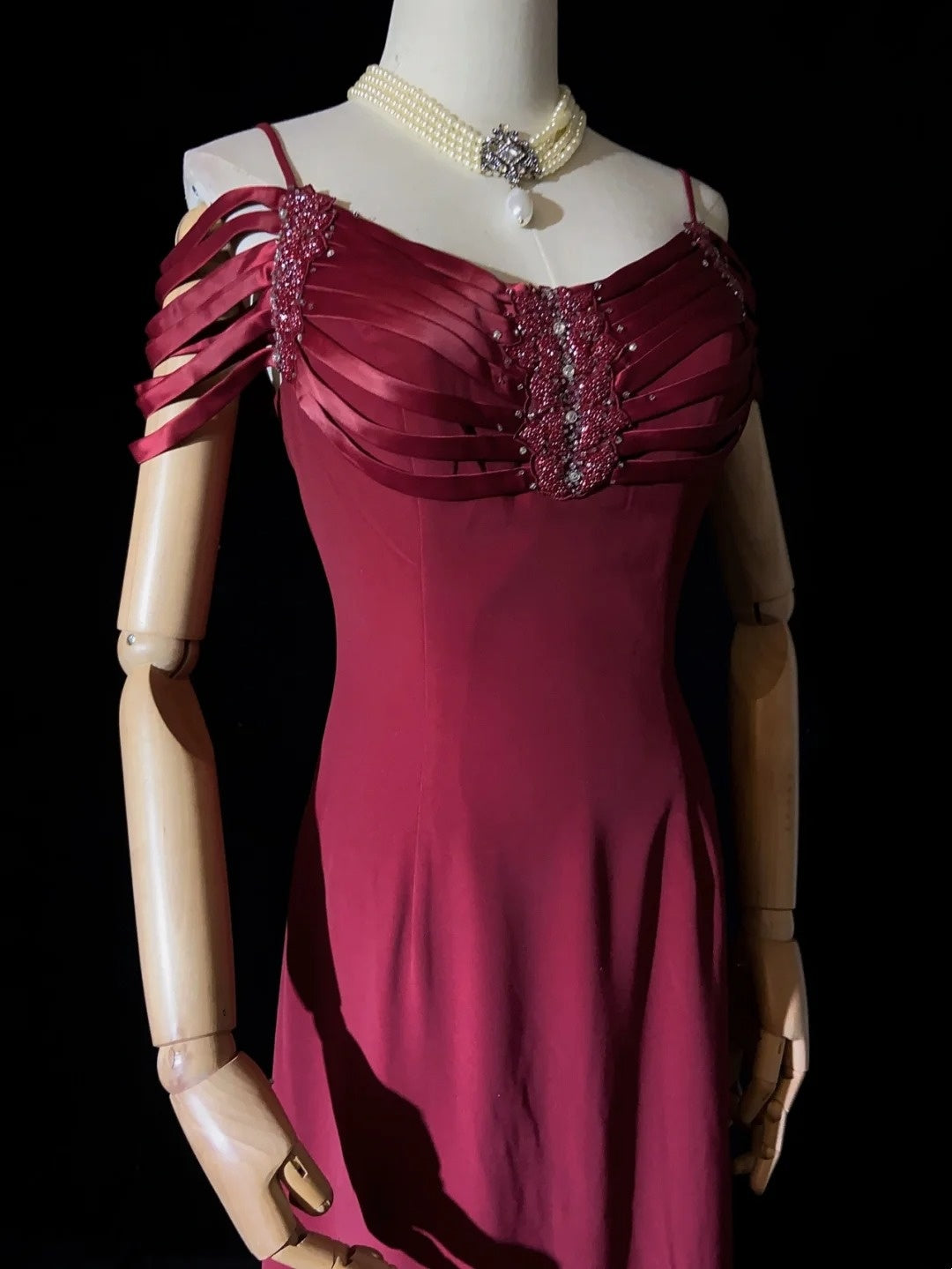 Timeless Prom Dresses A line Spaghetti Strap Burgundy Chiffon With Cape Beading Long Evening Outfits N3203