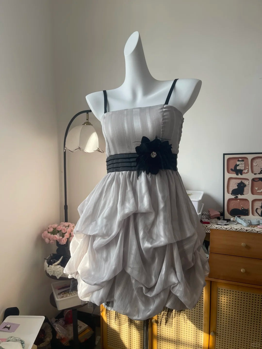 Vintage Ball Gown Spaghetti Strap With Flower 16th Birthday Homecoming Dress Graduation Outfits RB6798