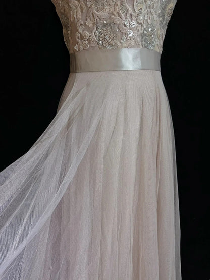 Elegant A Line Spaghetti Strap Blush Pink With Sequined Lace Formal Dress Sequin Birthday Prom Dresses N2834