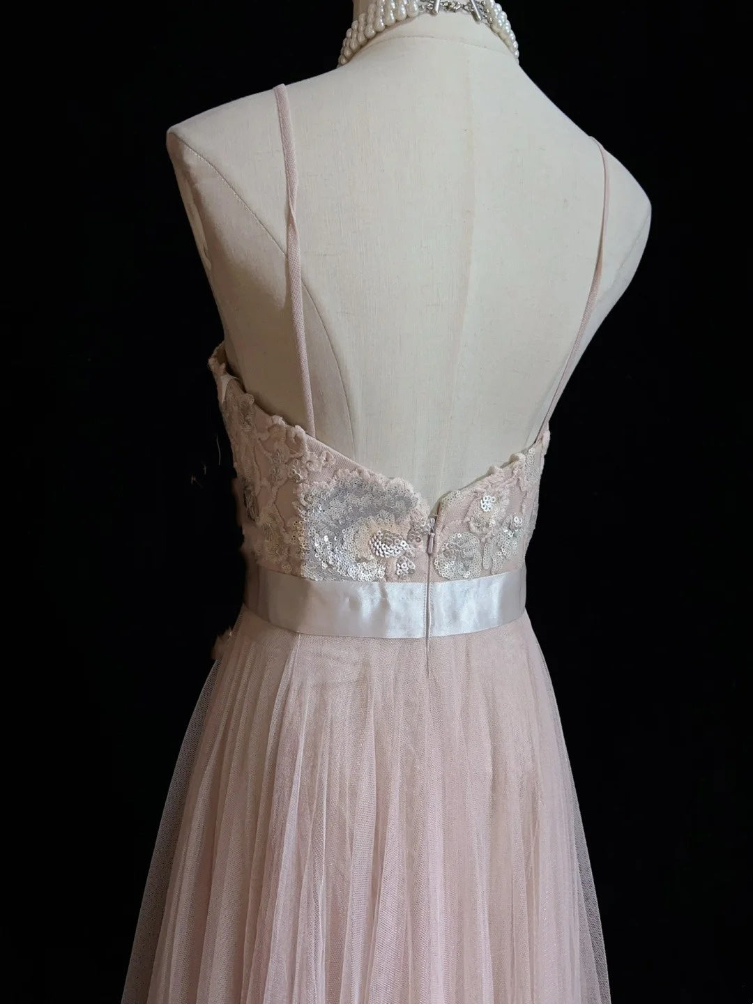 Elegant A Line Spaghetti Strap Blush Pink With Sequined Lace Formal Dress Sequin Birthday Prom Dresses N2834