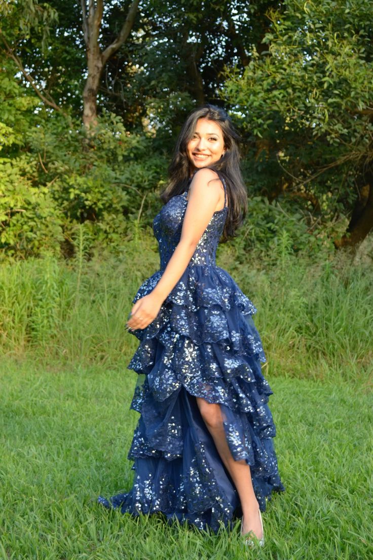 Special Ball Gown Sweetheart Strap Dark Navy Blue Lace With High Slit Sleeveless Long Prom Dresses Inspo Prom Gown AB1031