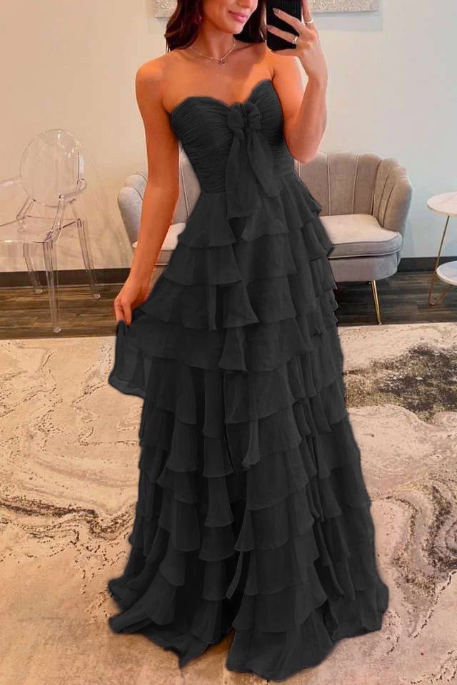 Chiffon Fuchsia Sweetheart Tiered Ruffles Prom Dress with Multi Layers A line 2026 Formal Evening Gowns AB507
