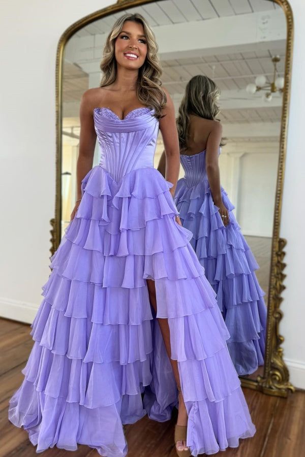Classy Ball Gown Sweetheart Light Blue Chiffon Prom Dresses Party Dress 20th Birthday Outfits Graduation Dress RB874