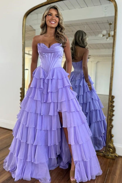 Classy Ball Gown Sweetheart Light Blue Chiffon Prom Dresses Party Dress 20th Birthday Outfits Graduation Dress RB874