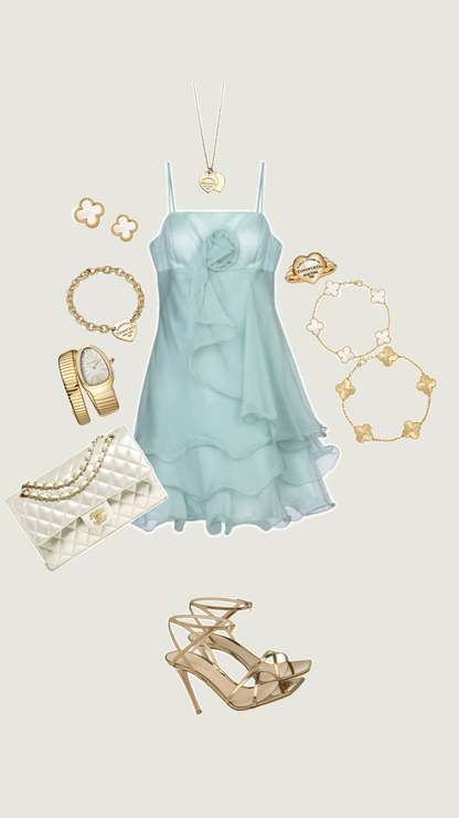 Senior homecoming dress, cute blue prom dress inspo A line Spaghetti Straps Chiffon Birthday Cocktail Ideas Outfits RB8313