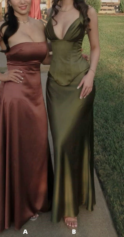 Simple Prom Dresses, Satin Party Dress, Bodycon Senior School Event Dress Formal Gown N620