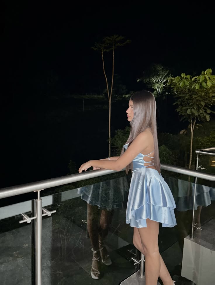 Minimalist A Line Spaghetti Strap Light Sky Blue Satin Semi-formal 12th Grad Inspo Short Mini Homecoming Dresses RB4571
