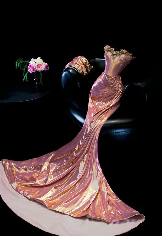 Vintage Prom Dresses Mermaid Sweetheart Pink Satin For Teens Gilrs Women Long Formal Dress RC1396