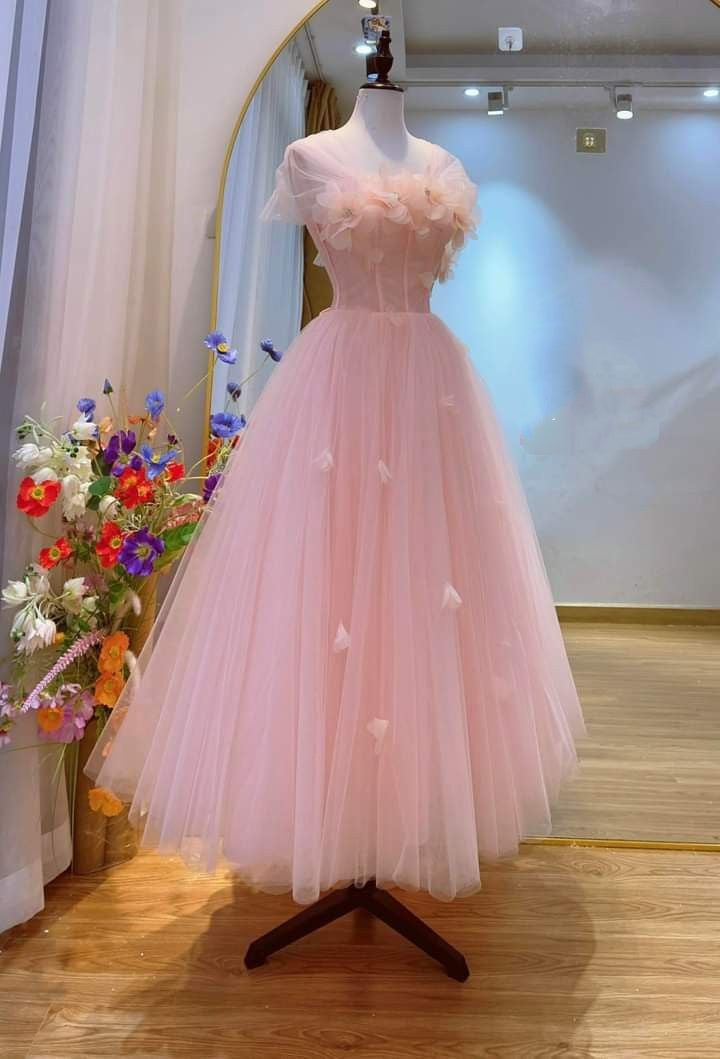 Cute Ball Gown Strapless Light Pink Tulle Prom Dresses Inspo Formal Dress Party Outfits Prom Gowns AB099