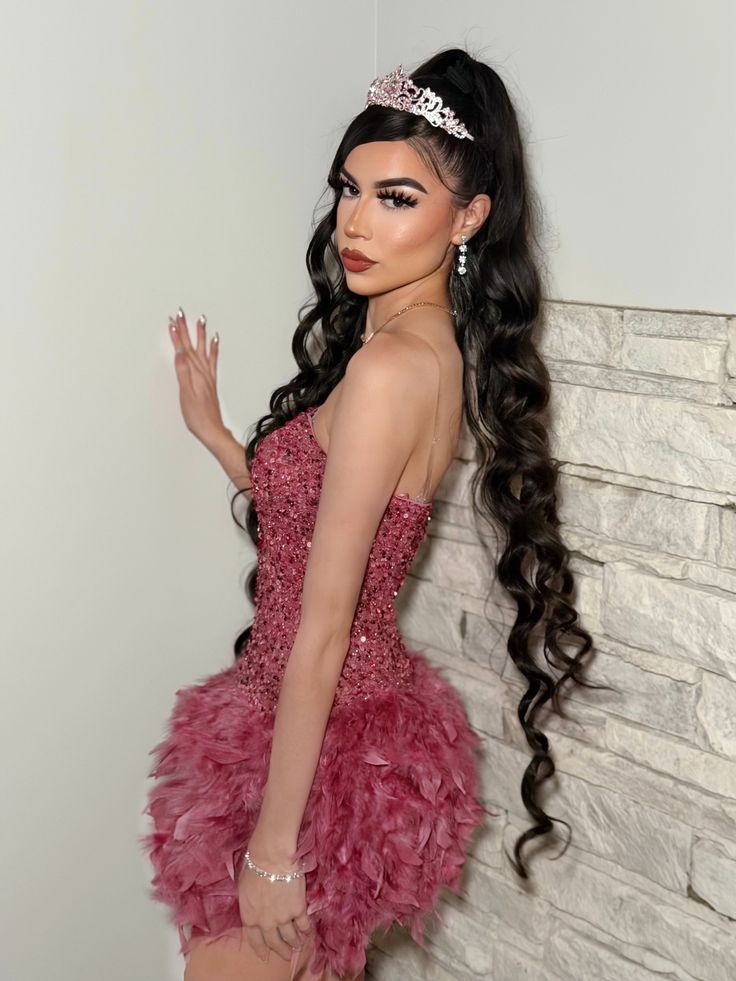 Glitter Sheath Strapless Sequin With Crystals Feathers Sleeveless Mini Senior Inspo Short Homecoming Dresses N4745