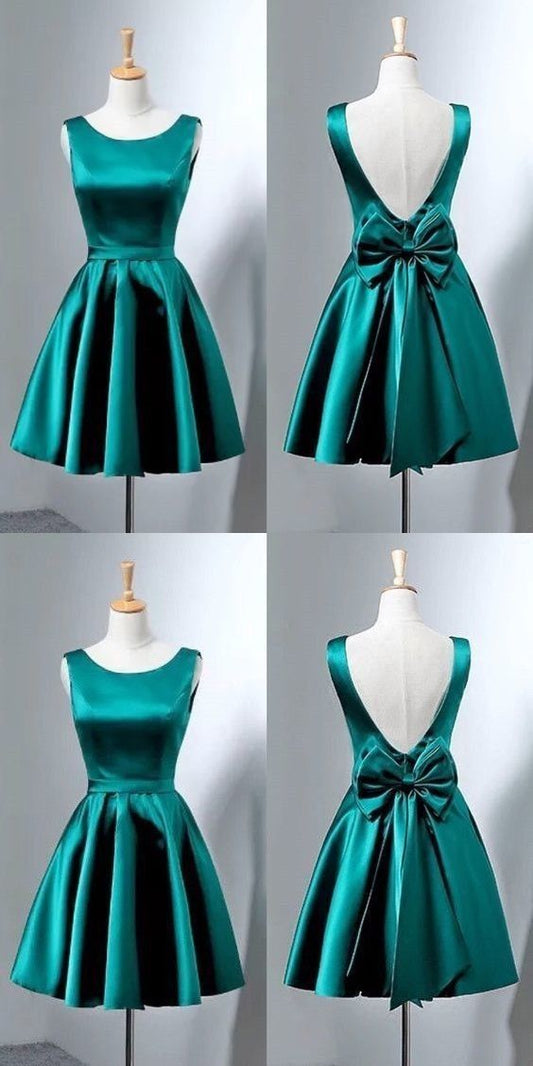 Simple A Line Square Neck Green Satin Mini Homecoming Dresses High Shool Grad Hoco Outfits RB4577