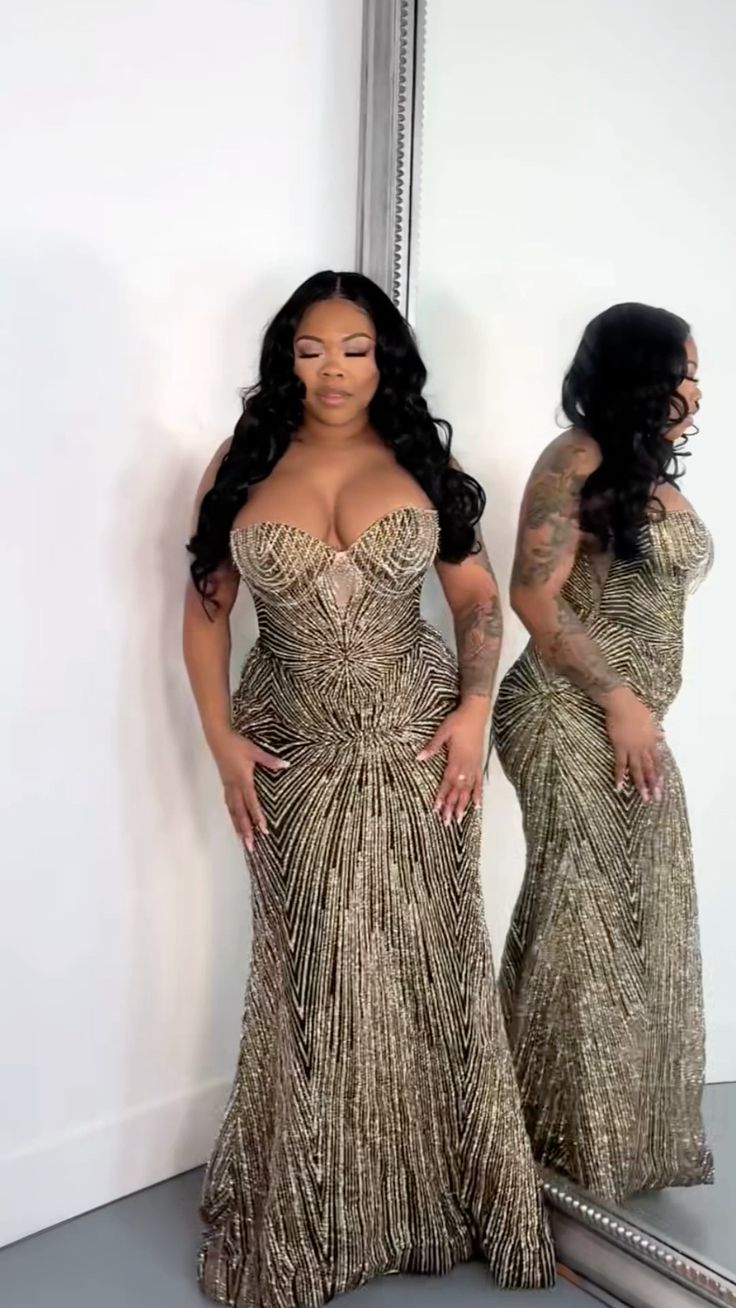 Sparkly Mermaid Sweetheart Black Gold With Beaded Bodice Long Prom Dress For Black Girls Evening Dresses N640