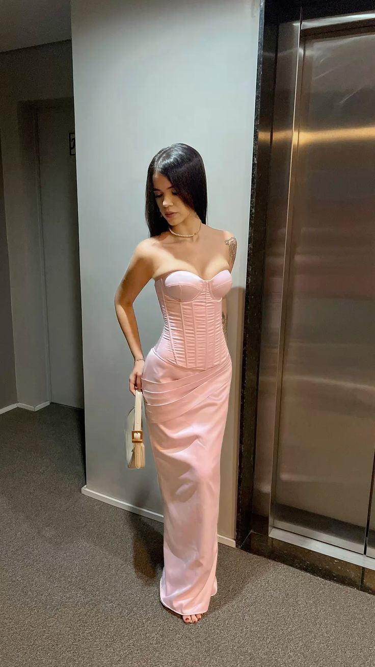 Prom Dress Sexy Mermaid Pink Satin With Ruffled Sweetheart Long Graduation Party Dresses RC1038