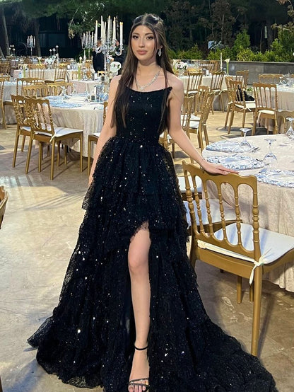 Sparkly Ball Gown Strapless Burgundy Prom Dresses Fashion Evening With Slit Sequin Long Formal Party Gowns N795
