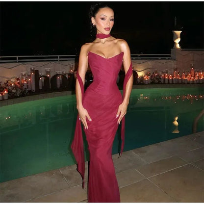 Elegant Sexy Mermaid Sweetheart Chiffon Prom Dresses Formal Summer Wedding Guest Outfit Birthday Outfits AB2307