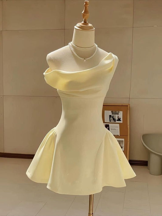 Dreamy Ball Gown One Shoulder Yellow For Barbie Girls Party Dress Short Mini 18th Birthday Dresses Hoco Outfits RB3537