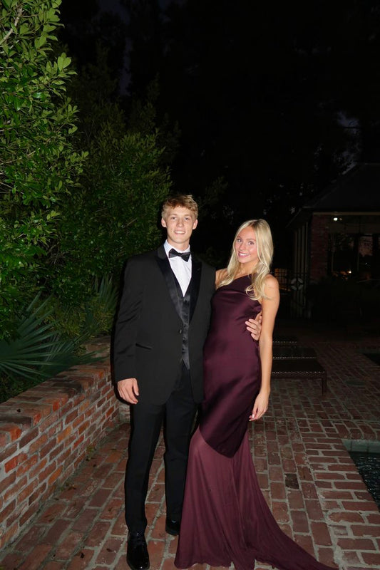 Modest Night Aesthetic Mermaid One Shoulder Satin Grape College Formal Outfit Long Prom Graduation Dresses For Teens N1141