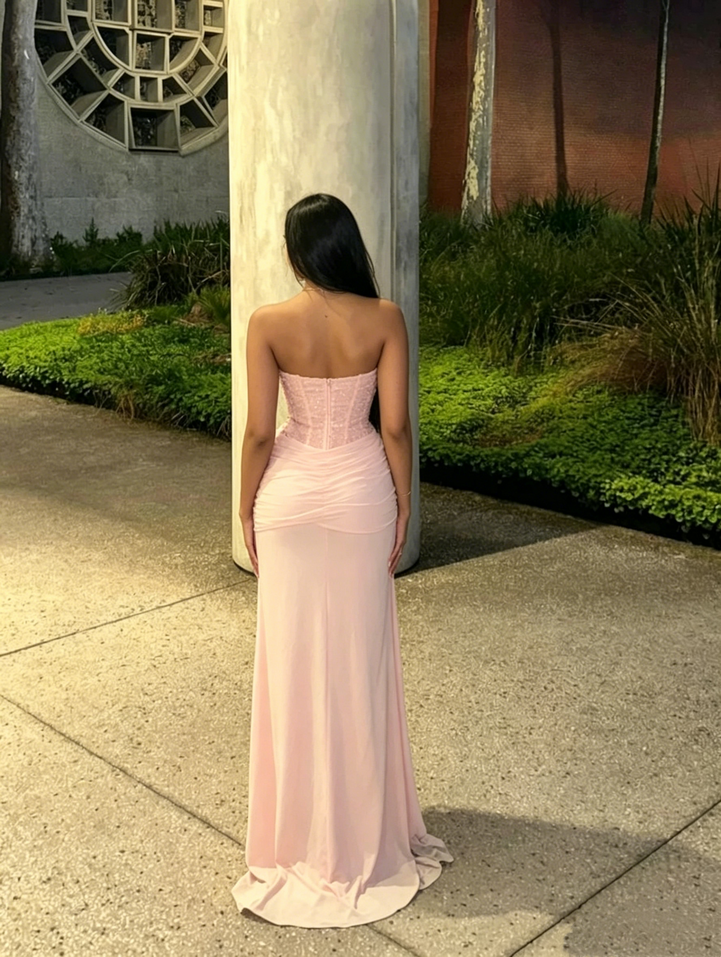 New Arrive Elegant Sweetheart Pink Sequin Long Party Dress Prom Dresses Mermaid Bodycon For Women N4072